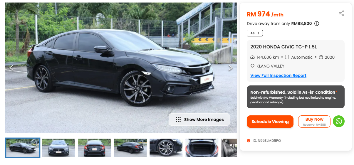 Carro As-is Honda Civic Black