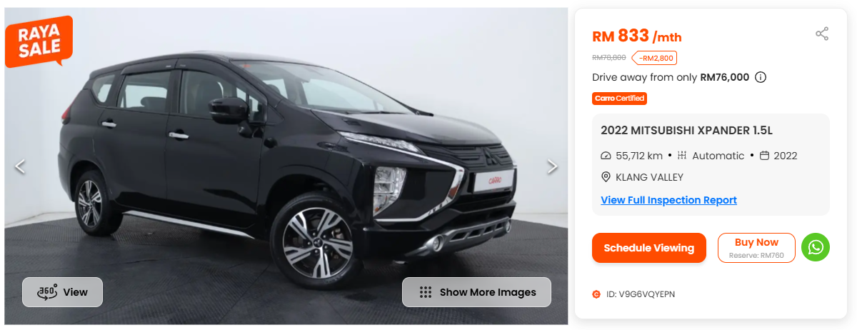 Carro Certified -Mitsubishi Xpander 2022